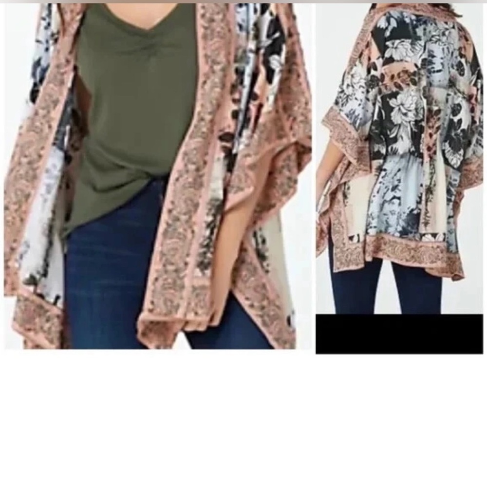 Tolani Collection Raelyn floral kimono caftan coverup wrap size large